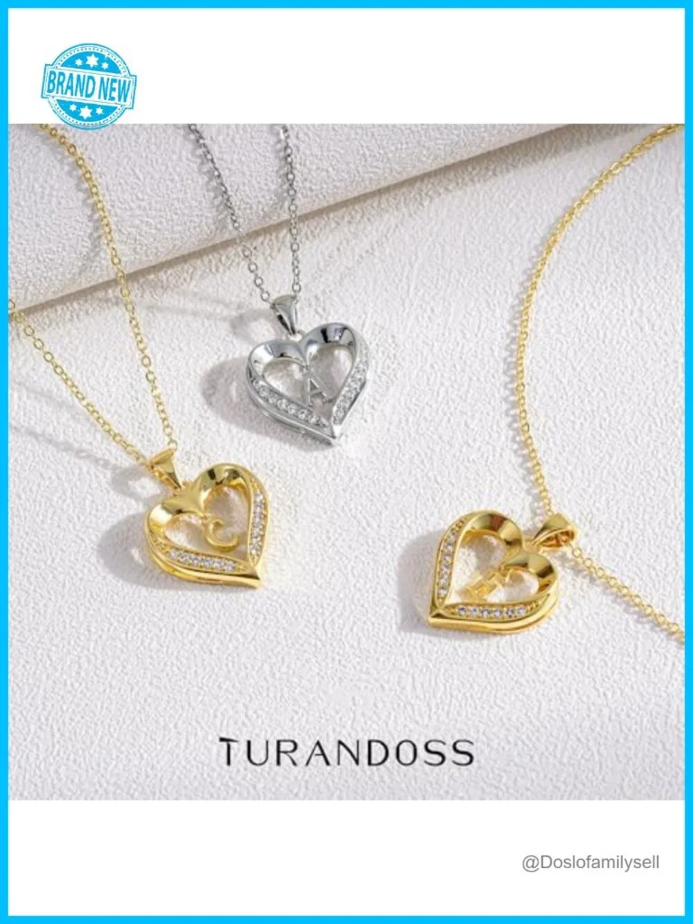 Dainty 14K Gold Plated CZ Heart Initial Pendant Necklace with Letter A-Z